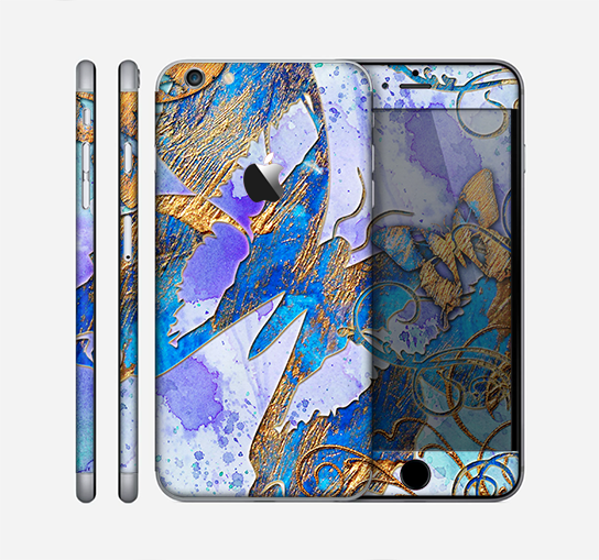 The Blue Bright Watercolor Butter-Floral Skin for the Apple iPhone 6 Plus
