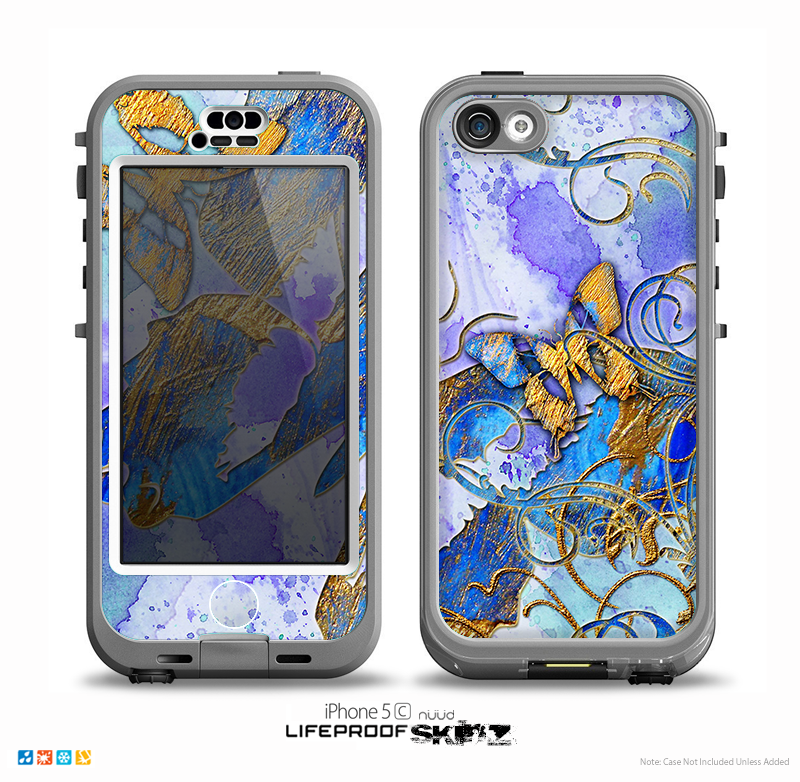 The Blue Bright Watercolor Butter-Floral Skin for the iPhone 5c nüüd LifeProof Case