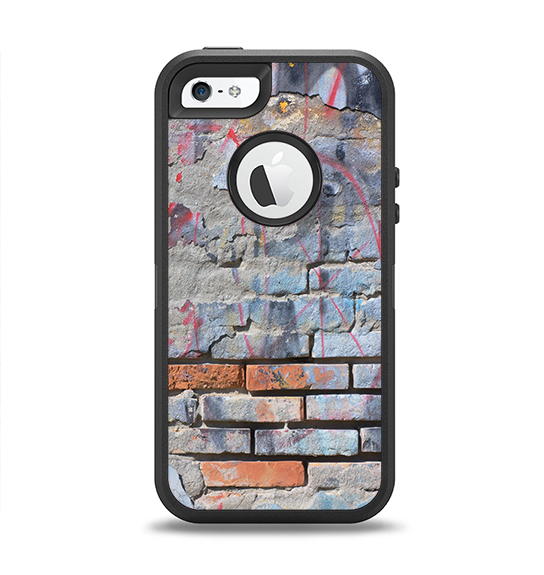 The Blue Chipped Graffiti Wall Apple iPhone 5-5s Otterbox Defender Case Skin Set
