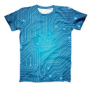 The Blue Circuit Board V2 ink-Fuzed Unisex All Over Full-Printed Fitted Tee Shirt