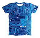 The Blue Cirtcuit Board V1 ink-Fuzed Unisex All Over Full-Printed Fitted Tee Shirt
