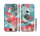 The Blue & Coral Abstract Butterfly Sprout Sectioned Skin Series for the Apple iPhone 6s Plus