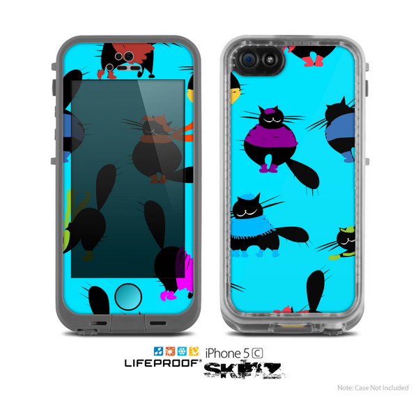 The Blue Cute Fashion Cats Skin for the Apple iPhone 5c LifeProof Case