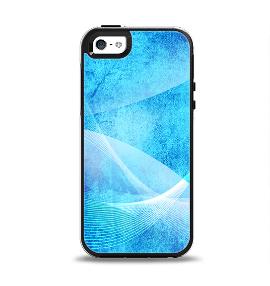 The Blue DIstressed Waves Apple iPhone 5-5s Otterbox Symmetry Case Skin Set