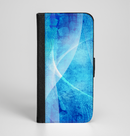 The Blue DIstressed Waves Ink-Fuzed Leather Folding Wallet Case for the iPhone 6/6s, 6/6s Plus, 5/5s and 5c