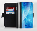 The Blue DIstressed Waves Ink-Fuzed Leather Folding Wallet Credit-Card Case for the Apple iPhone 6/6s, 6/6s Plus, 5/5s and 5c