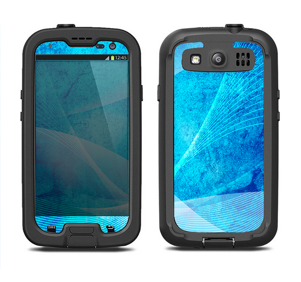 The Blue DIstressed Waves Samsung Galaxy S3 LifeProof Fre Case Skin Set