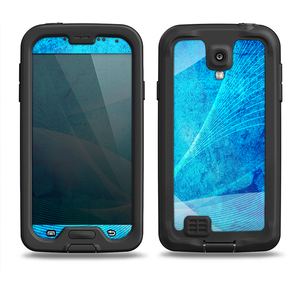The Blue DIstressed Waves Samsung Galaxy S4 LifeProof Nuud Case Skin Set