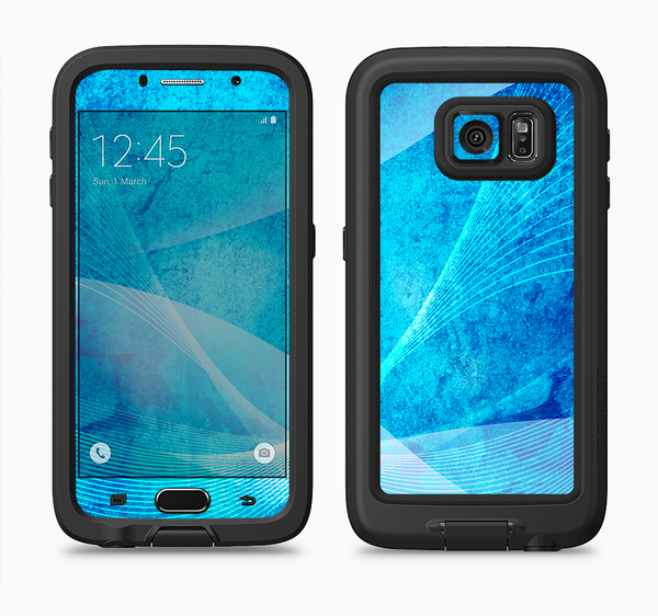 The Blue DIstressed Waves Full Body Samsung Galaxy S6 LifeProof Fre Case Skin Kit