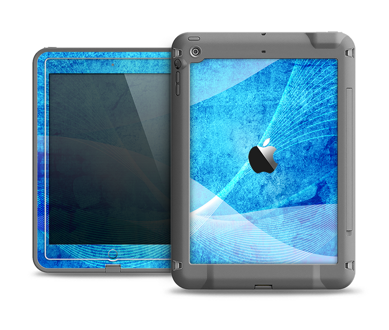 The Blue DIstressed Waves Apple iPad Air LifeProof Fre Case Skin Set