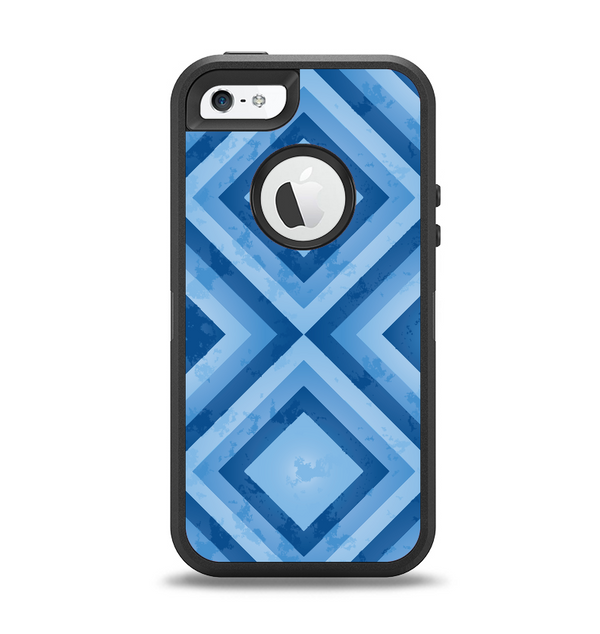 The Blue Diamond Pattern Apple iPhone 5-5s Otterbox Defender Case Skin Set