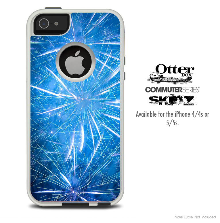 The Blue Fireworks Skin For The iPhone 4-4s or 5-5s Otterbox Commuter Case