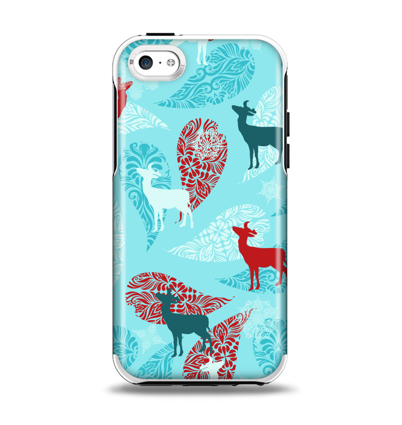The Blue Fun Colored Deer Vector Apple iPhone 5c Otterbox Symmetry Case Skin Set