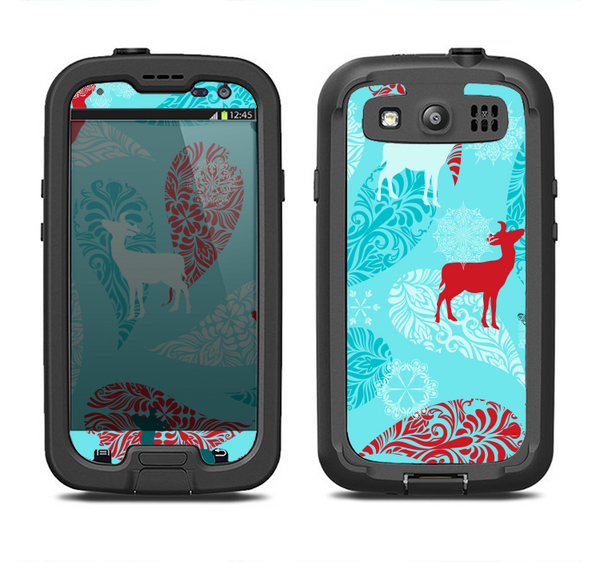 The Blue Fun Colored Deer Vector Samsung Galaxy S3 LifeProof Fre Case Skin Set