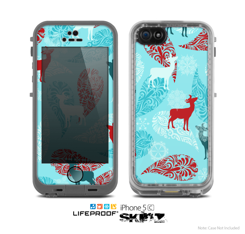 The Blue Fun Colored Deer Vector Skin for the Apple iPhone 5c LifeProof Case