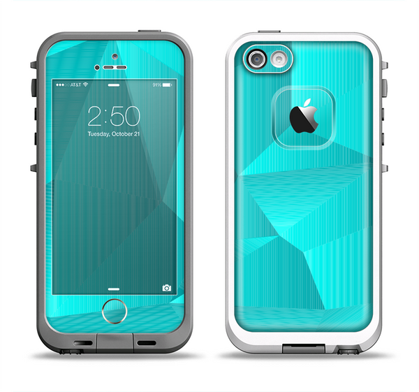 The Blue Geometric Pattern Apple iPhone 5-5s LifeProof Fre Case Skin Set
