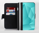 The Blue Geometric Pattern Ink-Fuzed Leather Folding Wallet Credit-Card Case for the Apple iPhone 6/6s, 6/6s Plus, 5/5s and 5c