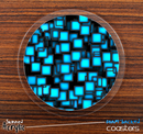 The Blue Glowing Cubes Skinned Foam-Backed Coaster Set