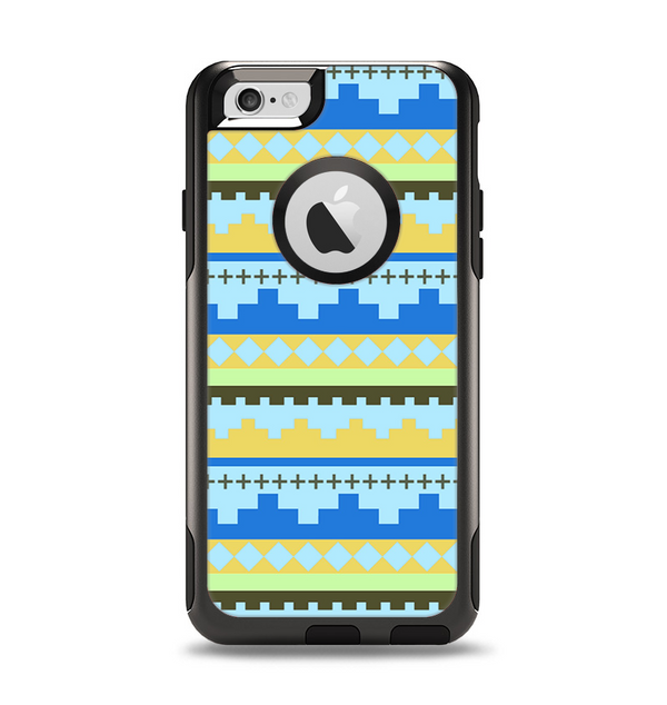The Blue & Gold Tribal Ethic Geometric Pattern Apple iPhone 6 Otterbox Commuter Case Skin Set