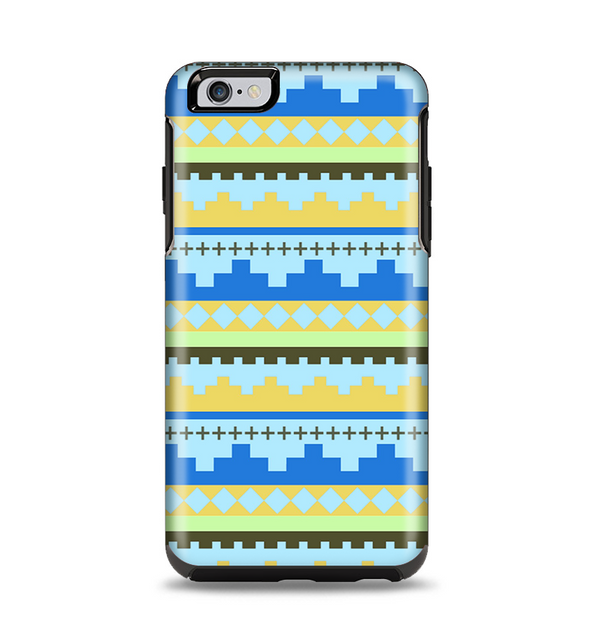 The Blue & Gold Tribal Ethic Geometric Pattern Apple iPhone 6 Plus Otterbox Symmetry Case Skin Set