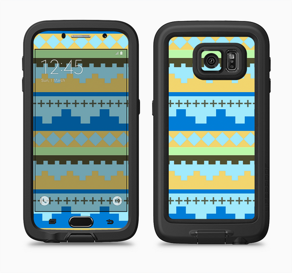 The Blue & Gold Tribal Ethic Geometric Pattern Full Body Samsung Galaxy S6 LifeProof Fre Case Skin Kit
