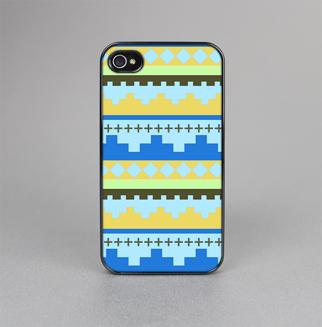 The Blue & Gold Tribal Ethic Geometric Pattern Skin-Sert for the Apple iPhone 4-4s Skin-Sert Case