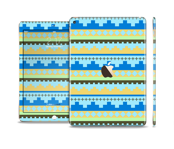 The Blue & Gold Tribal Ethic Geometric Pattern Skin Set for the Apple iPad Air 2