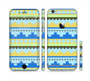 The Blue & Gold Tribal Ethic Geometric Pattern Sectioned Skin Series for the Apple iPhone 6s Plus