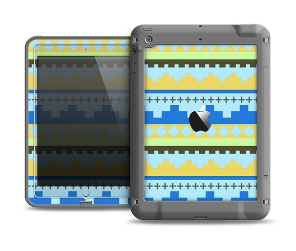 The Blue & Gold Tribal Ethic Geometric Pattern Apple iPad Mini LifeProof Fre Case Skin Set