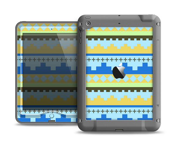 The Blue & Gold Tribal Ethic Geometric Pattern Apple iPad Mini LifeProof Nuud Case Skin Set
