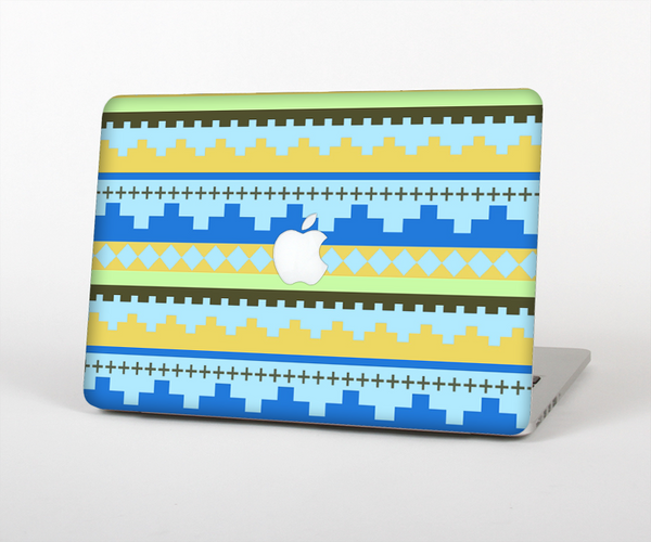 The Blue & Gold Tribal Ethic Geometric Pattern Skin Set for the Apple MacBook Air 11"