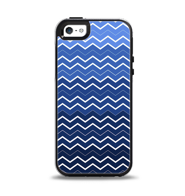 The Blue Gradient Layered Chevron Apple iPhone 5-5s Otterbox Symmetry Case Skin Set