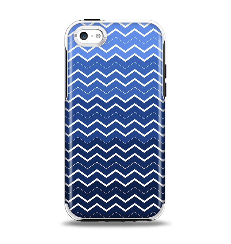 The Blue Gradient Layered Chevron Apple iPhone 5c Otterbox Symmetry Case Skin Set