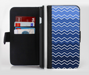 The Blue Gradient Layered Chevron Ink-Fuzed Leather Folding Wallet Credit-Card Case for the Apple iPhone 6/6s, 6/6s Plus, 5/5s and 5c