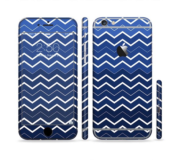 The Blue Gradient Layered Chevron Sectioned Skin Series for the Apple iPhone 6 Plus