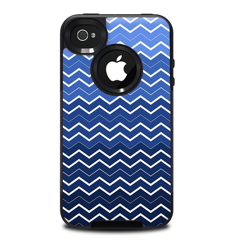 The Blue Gradient Layered Chevron Skin for the iPhone 4-4s OtterBox Commuter Case