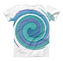 The Blue & Green Watercolor Swirl ink-Fuzed Unisex All Over Full-Printed Fitted Tee Shirt