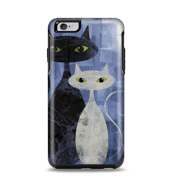 The Blue Grungy Textured Cat Apple iPhone 6 Plus Otterbox Symmetry Case Skin Set