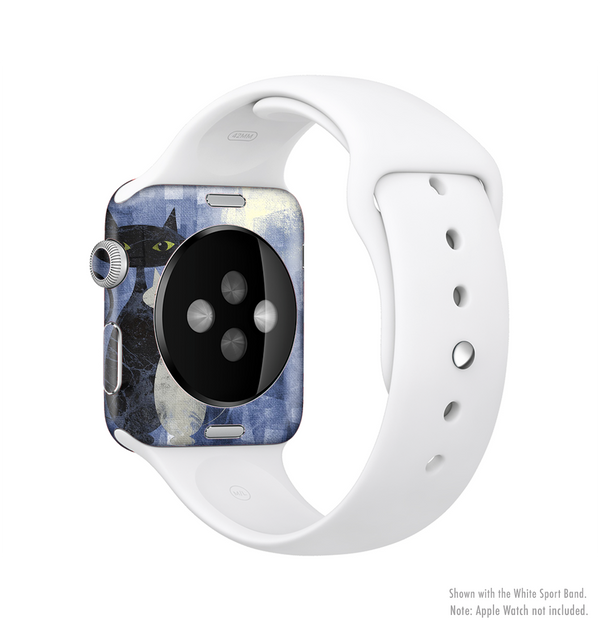 The Blue Grungy Textured Cat Full-Body Skin Kit for the Apple Watch