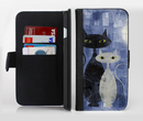 The Blue Grungy Textured Cat Ink-Fuzed Leather Folding Wallet Credit-Card Case for the Apple iPhone 6/6s, 6/6s Plus, 5/5s and 5c
