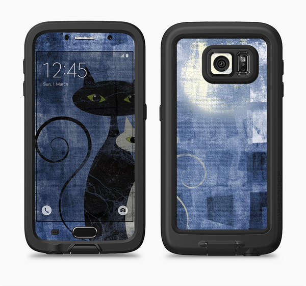 The Blue Grungy Textured Cat Full Body Samsung Galaxy S6 LifeProof Fre Case Skin Kit