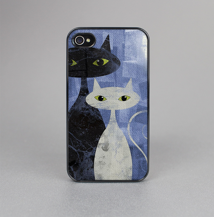 The Blue Grungy Textured Cat Skin-Sert for the Apple iPhone 4-4s Skin-Sert Case