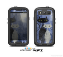 The Blue Grungy Textured Cat Skin For The Samsung Galaxy S3 LifeProof Case