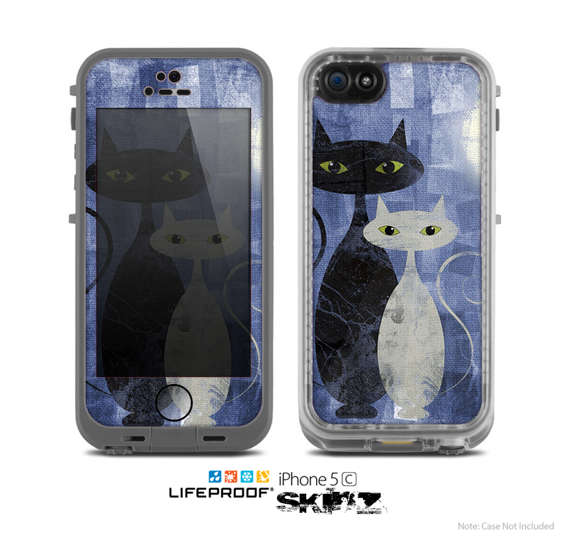 The Blue Grungy Textured Cat Skin for the Apple iPhone 5c LifeProof Case
