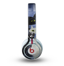 The Blue Grungy Textured Cat Skin for the Beats by Dre Mixr Headphones