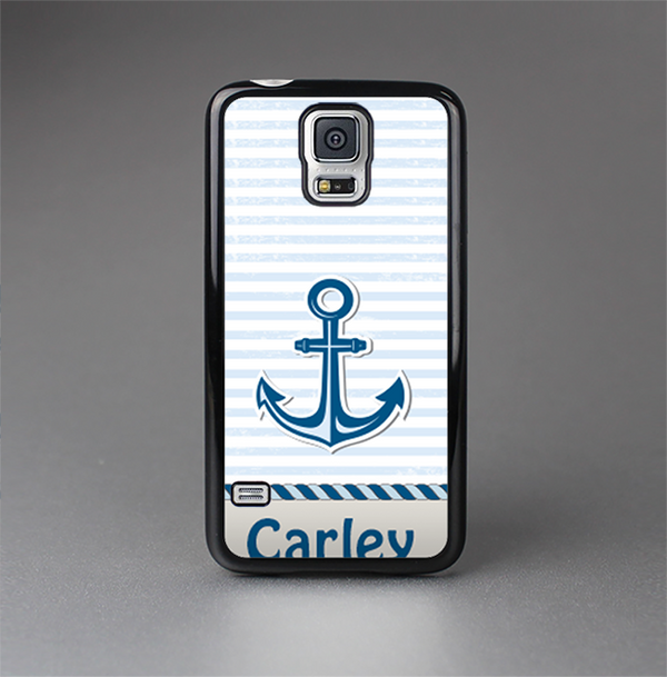 The Blue Highlighted Anchor with Rope Name Script Skin-Sert Case for the Samsung Galaxy S5