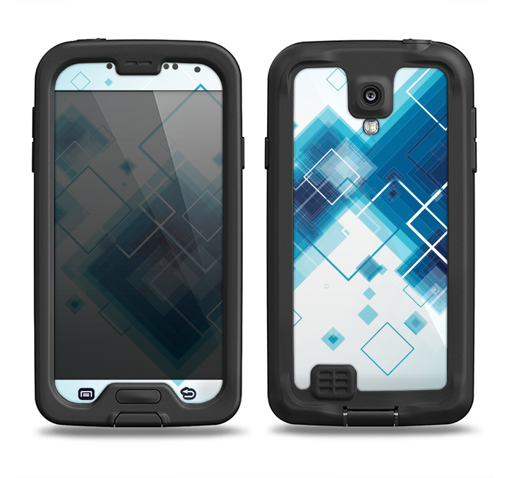 The Blue Levitating Squares Samsung Galaxy S4 LifeProof Fre Case Skin Set