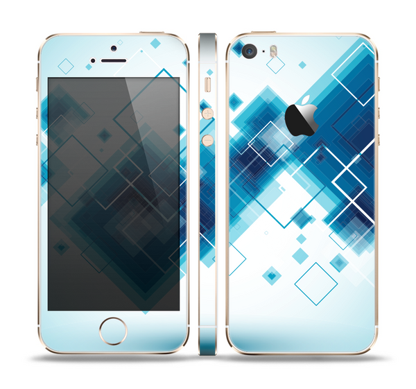 The Blue Levitating Squares Skin Set for the Apple iPhone 5s