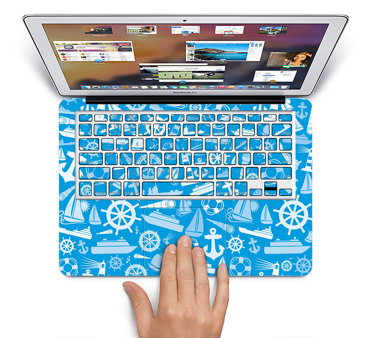 The Blue Nautical Collage Skin Set for the Apple MacBook Pro 15" with Retina Display