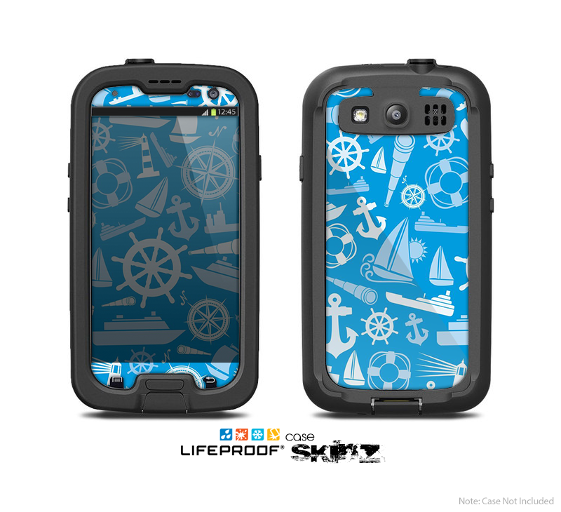 The Blue Nautical Collage Skin For The Samsung Galaxy S3 LifeProof Case